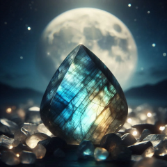 Purification de la Labradorite sous la pleine lune pour recharger ses énergies - ELEMIAH VOYANCE 08.99.96.90.99